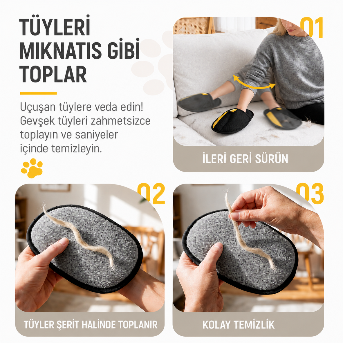 PawSwipe Tüy Toplama Eldiveni Her Yüzey İçin
